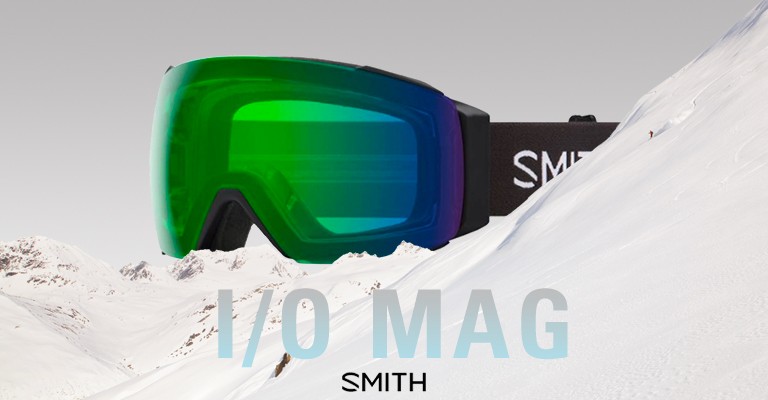 smith optics 1/o mag snow goggles on a background