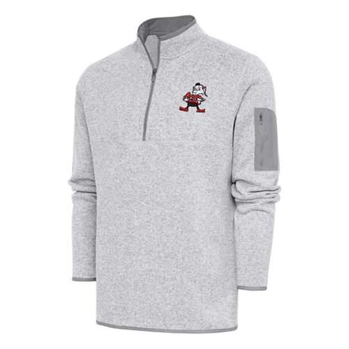 Antigua Cleveland Browns 'Hands on Hips Brownie'' Classic Fortune Long Sleeve 1/4 Zip