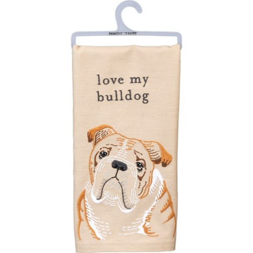 Primitives by Kathy Love My Bulldog Dish Towel - Primary Image