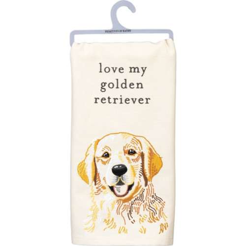 Primitives by Kathy Love My Golden Retriever Dish Towel