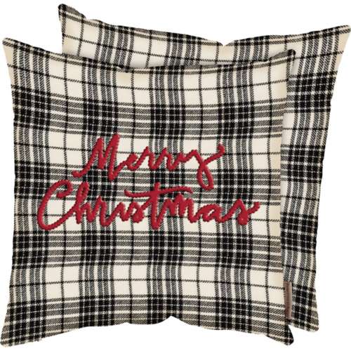 Primitives by Kathy Merry Christmas Black Plaid Pillow