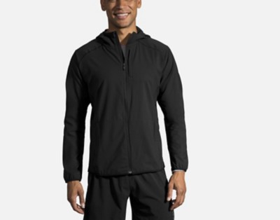 brooks running jacket mens grey