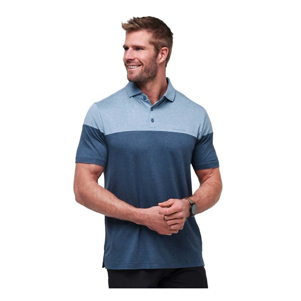 Men’s TravisMathew Heater Pro Color Block Polo 2XLarge Light Teal