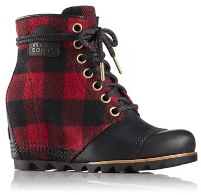 sorel red wedge boots