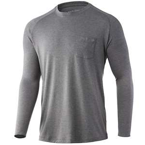 Huk Men's Performance Vented Long Sleeve Shirt, Gray, 3X-Large