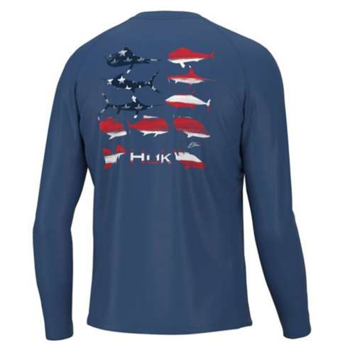 Men's Huk KC Flag Fish Pursuit Long Sleeve T-Shirt
