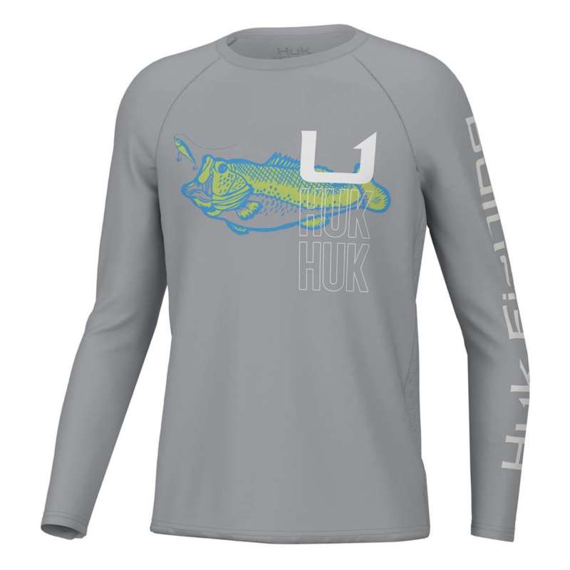 Boys' Huk Pursuit Bass Solar Long Sleeve Shirt | logo track jacket