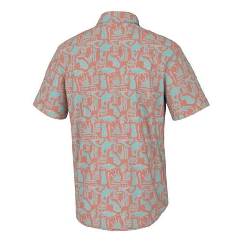 HUK Chemise Boutonnée À Manches Courtes pour Homme Motif Kona Bas