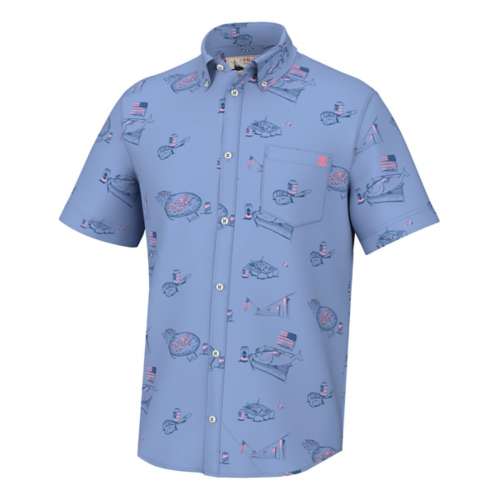 Men's Huk Americookin Kona Button Up LOGO-PRINTED shirt