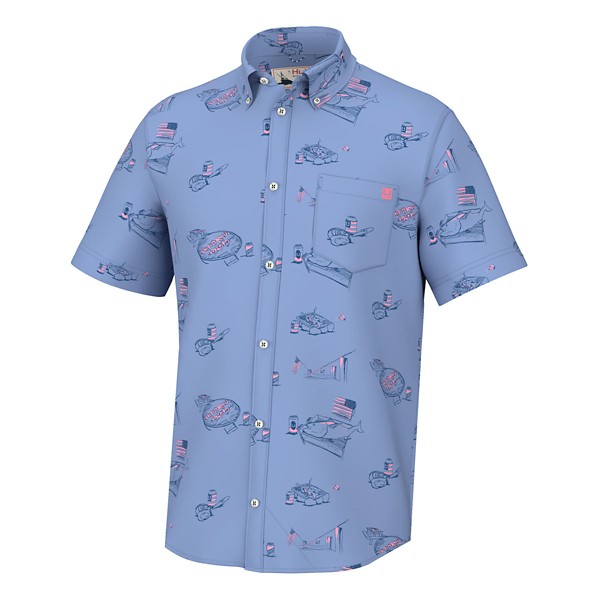 HUK Men's  Americookin Kona Button Up Shirt