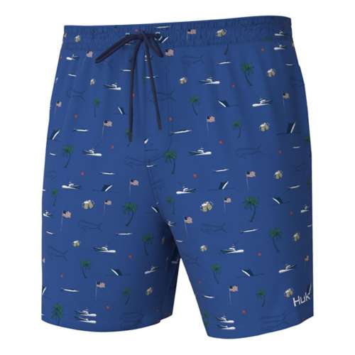 Men's Huk Fish Beach Freedom Pursuit Volley Swim Trunks