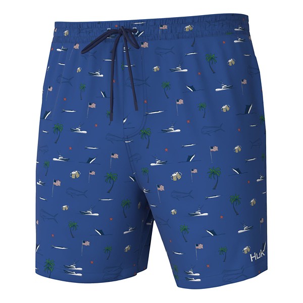 HUK Men's  Fish Beach Freedom Pursuit Volley Swim Trunks