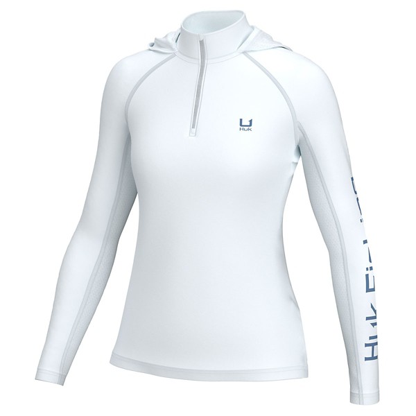 Women's Huk Icon Long Sleeve Hooded T-Shirt,1/4 Zip - Huk
