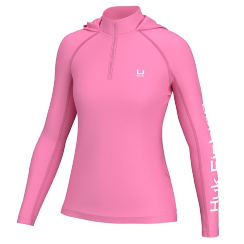 Women's Huk Icon Long Sleeve Hooded T-Shirt,1/4 Zip