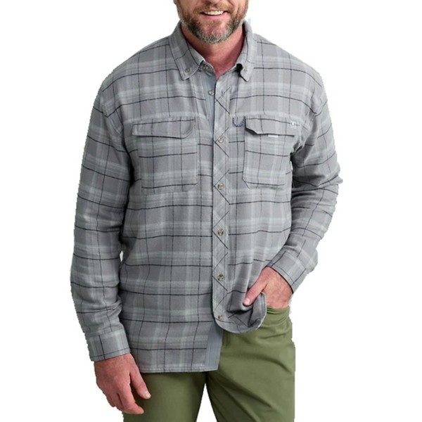 HUK Men's  Hawser Plaid Flannel Long Sleeve Button Up Shirt