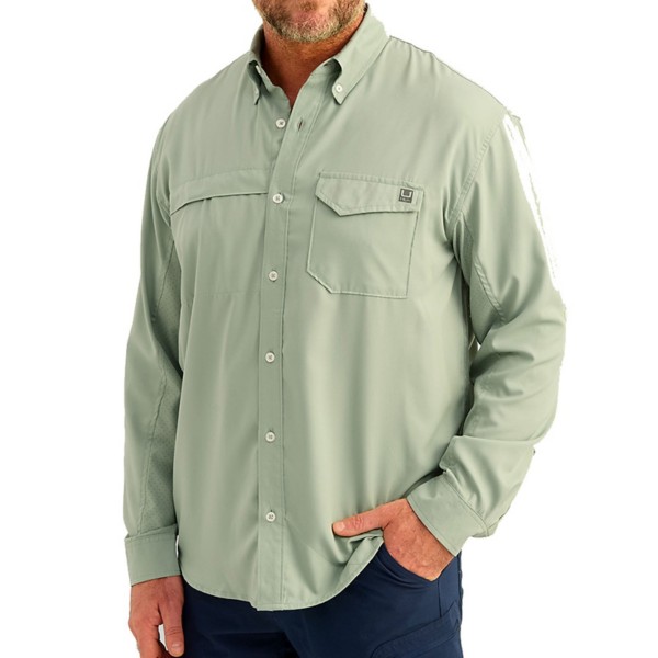 Men's Huk Tide Point Long Sleeve Button Up Shirt - Huk