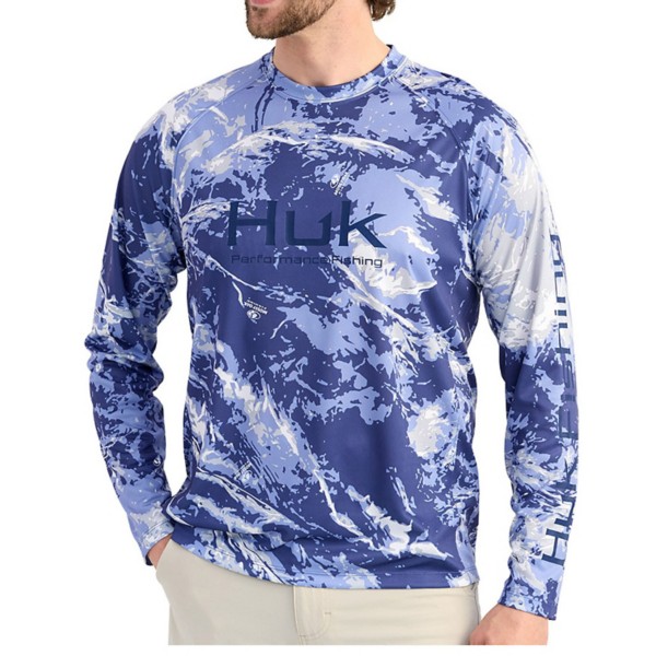 Men's Huk Mossy Oak Pursuit Performance Long Sleeve Hooded T-Shirt - Huk