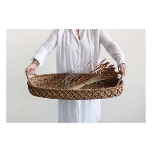 Creative Co-Op Decorative Woven Seagrass Tray with Handles