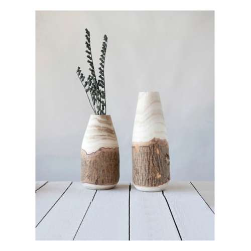 Creative Co-Op Paulownia Wood Vase with Live Edge