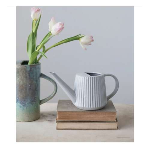 Creative Co-Op Stoneware Fluted Watering Can