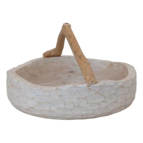 Creative Co-Op Hand-Carved Mango Wood Bowl with Branch Handle