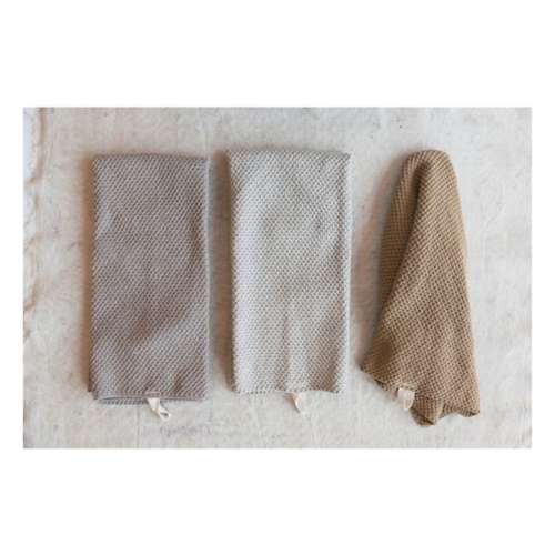 Creative Co-Op Cotton Knit Tea Towels (Color May Vary)
