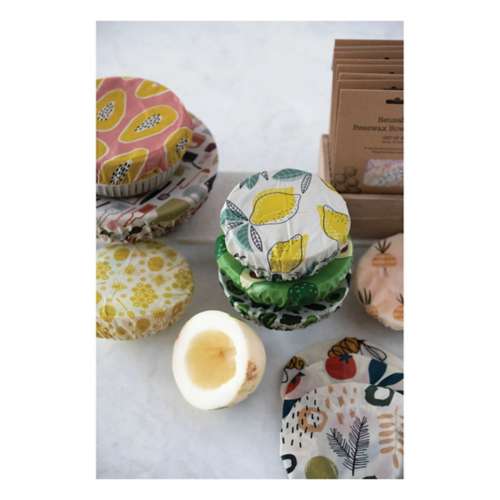 Creative Co-Op ASSORTED Reusable Fabric Beeswax Food Covers with Prints