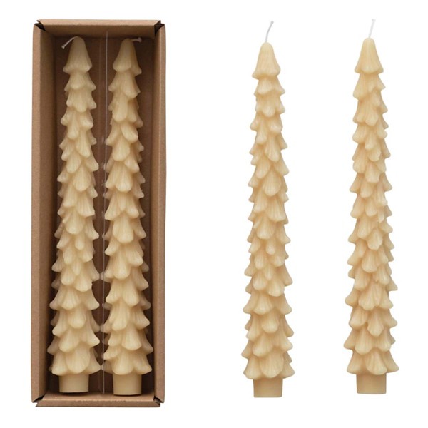 Creative Co-Op Unscented Tall Tree Shaped Taper (Set of 2) candles