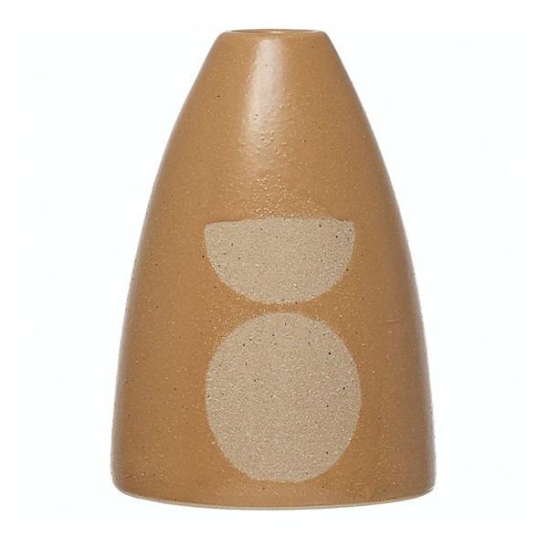 Creative Co-Op Stoneware Taper Holder with Circle Design