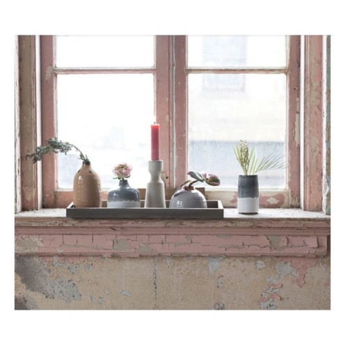 Creative Co-Op Mango Wood Tray w/ 1 Taper Holder & 4 Vases - Primary Image