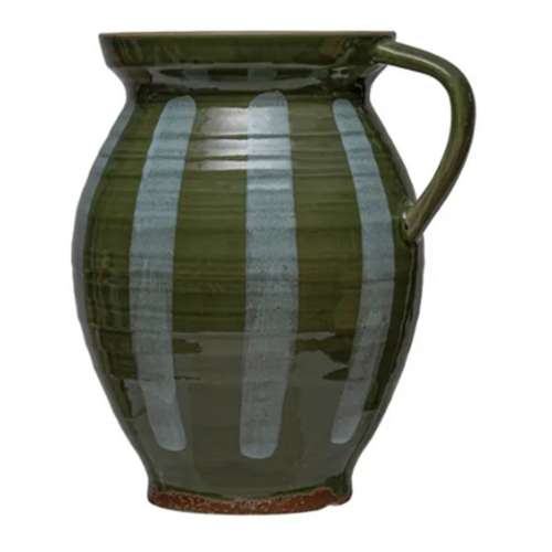 Creative Co-Op Hand-Painted Stoneware Pitcher