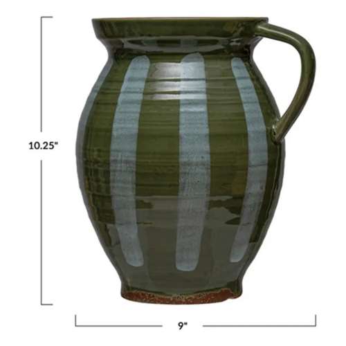 Creative Co-Op Hand-Painted Stoneware Pitcher