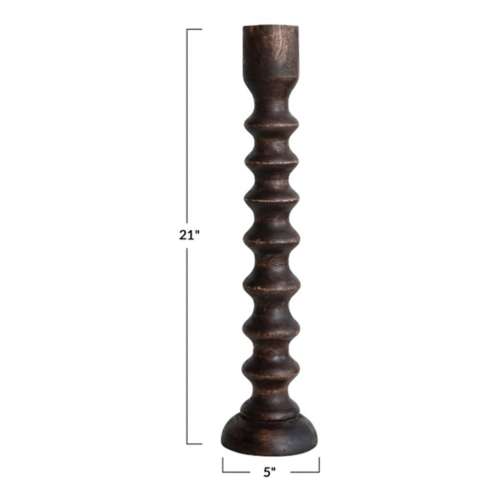 Creative Co-Op Hand-Carved Mango Wood Taper Candle Holder