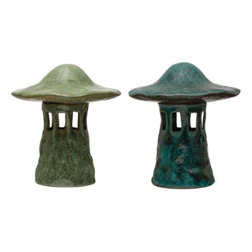Creative Co-Op ASSORTED Stoneware Mushroom Lantern with Lid