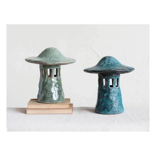 Creative Co-Op ASSORTED Stoneware Mushroom Lantern with Lid