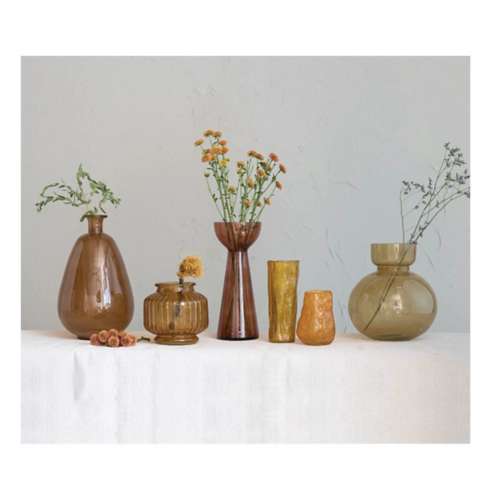 Creative Co-Op Hand-Blown Persimmon Glass Organic Shaped Vase