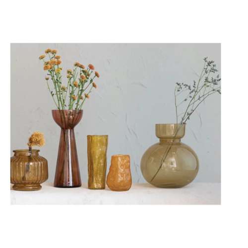 Creative Co-Op Hand-Blown Citron Glass Organic Shaped Vase