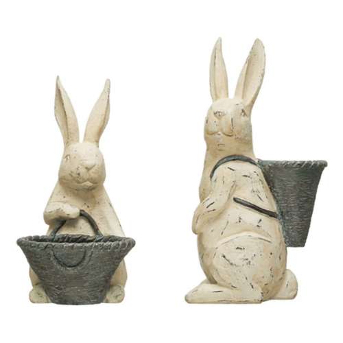 Creative Co-Op Resin Rabbit w/Basket (Styles May Vary)
