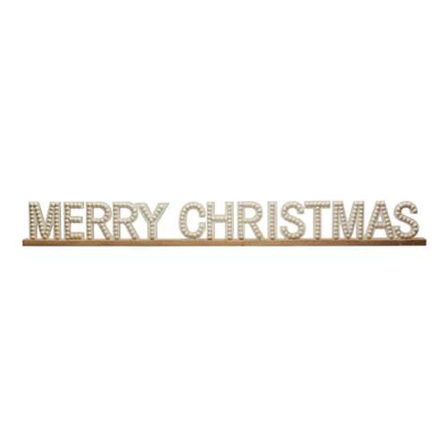 Creative Co-Op Merry Christmas Wood Hobnail Mantel Sign