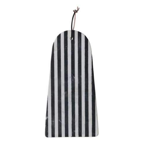 Creative Co-Op Marble Cheese/Cutting Board w/ Stripes and Leather Tie