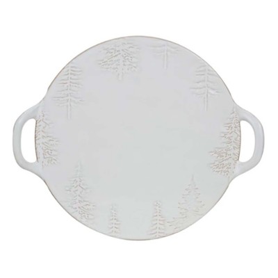 Creative Co-Op Debossed Stoneware Tray/Platter w/ Trees & Handles (Each One Will Vary)