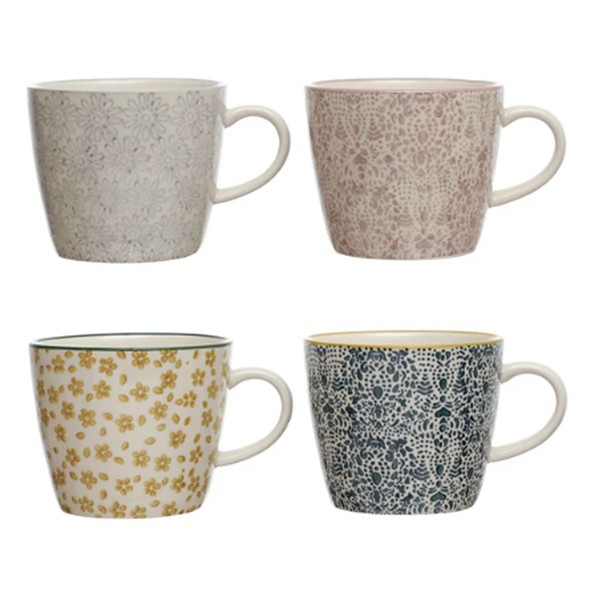 Creative Co-Op 10 oz Hand-Stamped Stoneware Mug
