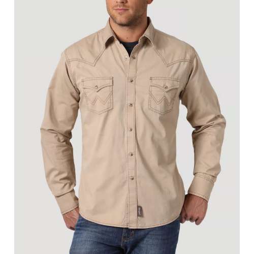 Men's Wrangler Contrast Trim Western Long Sleeve Button Up Shirt