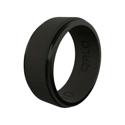 Men's Qalo Polished Step Edge Silicone Ring