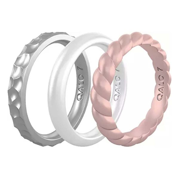 Women's Qalo Metallic Stackable 3-Piece Set Ring Set