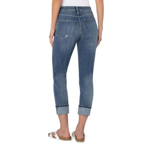 Women's Liverpool Los Angeles Marley Cuffed Eco Distressed Slim Fit Girlfriend Jeans