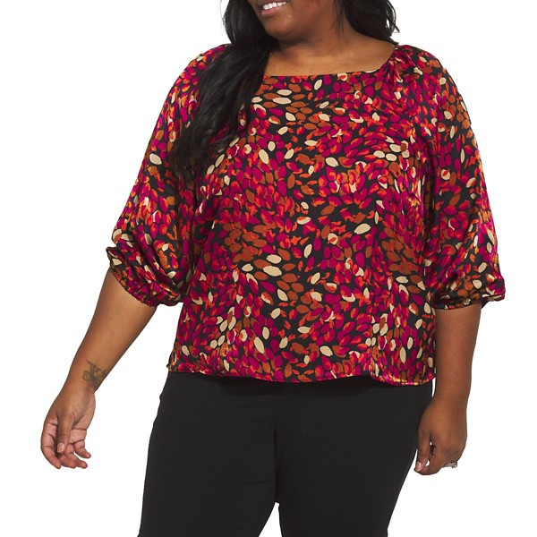 Women's Liverpool Los Angeles Plus 3/4 Puff Sleeve Square Neck Blouse product image