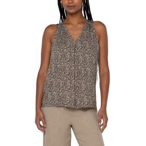 Women's Liverpool Los Angeles Pleated Front Sleeveless Modal Knit Tank Top