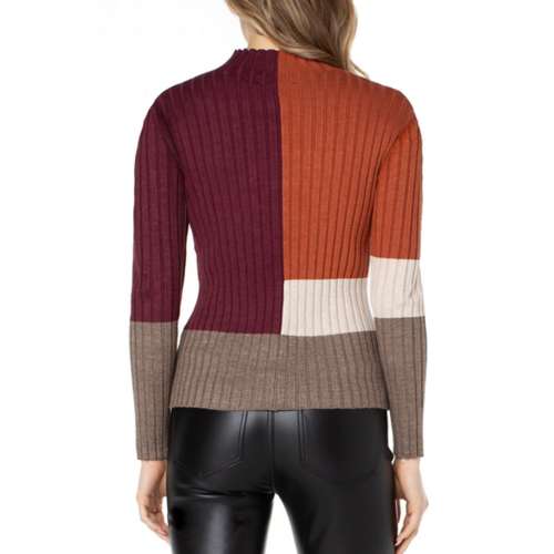 Women's Liverpool Los Angeles Blouson Color Block Mock Neck Pullover Sweater