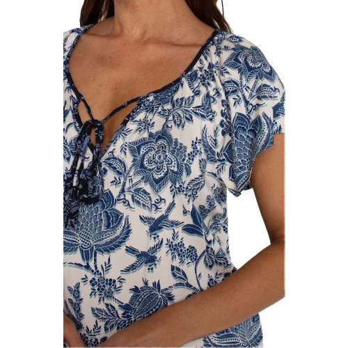 Women's Liverpool Los Angeles Woven Front Tie V-Neck Blouse